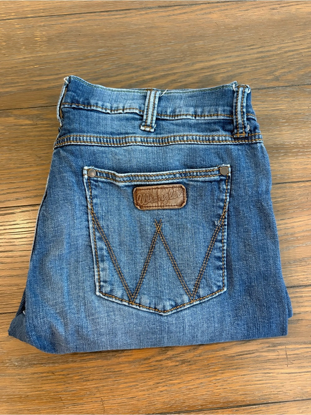 Wrangler Retro Men’s Slim Straight Jeans in Blue Denim Size 36x34